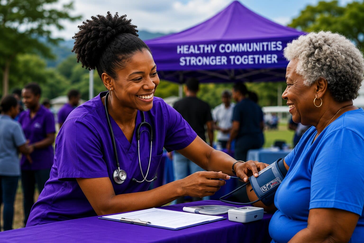 Health fair care being provided in the community